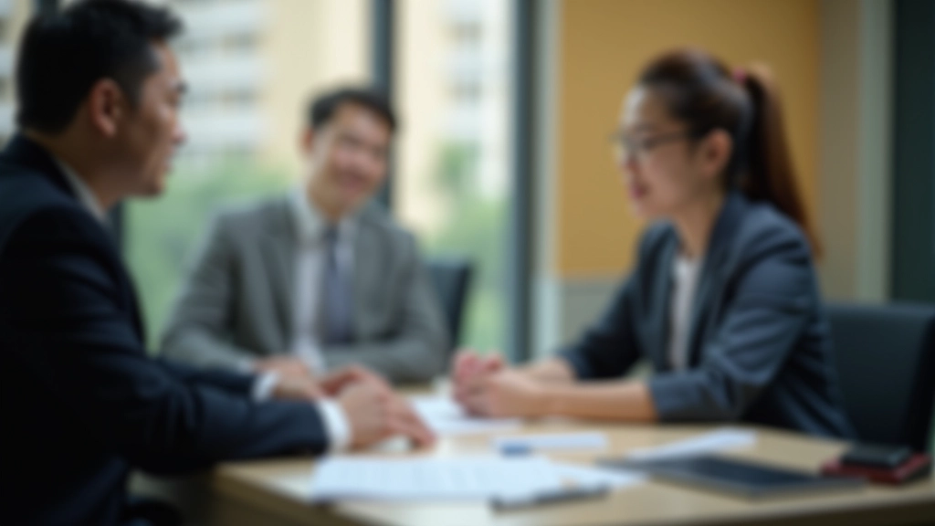 SOCSO representative explaining benefits to Malaysian worker in office setting